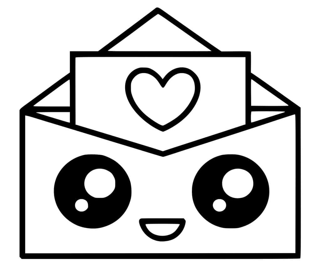Lettera d’amore Kawaii da colorare