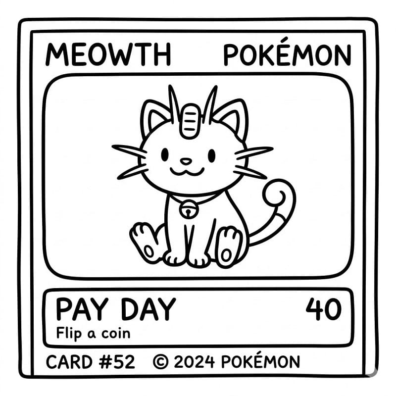 Meowth Carte Pokemon da colorare