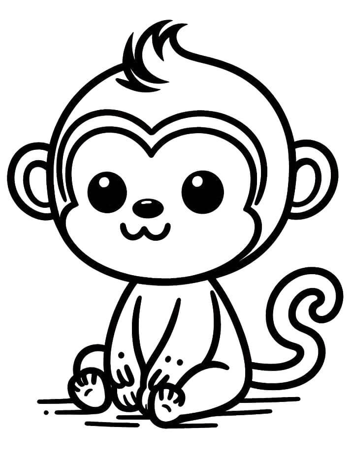 Piccola scimmia da colorare