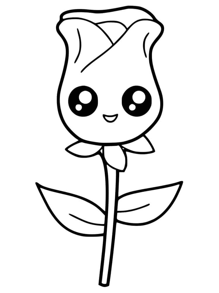 Rosellina Kawaii da colorare
