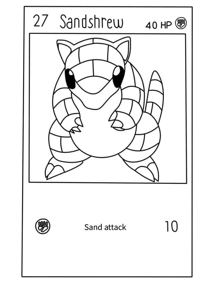 Sandshrew Carte Pokemon da colorare