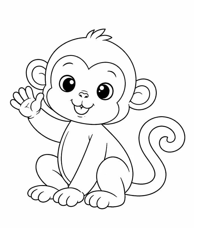 Scimmia Facile da colorare