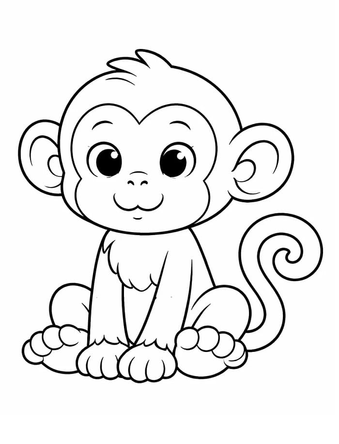 Scimmia Semplice da colorare