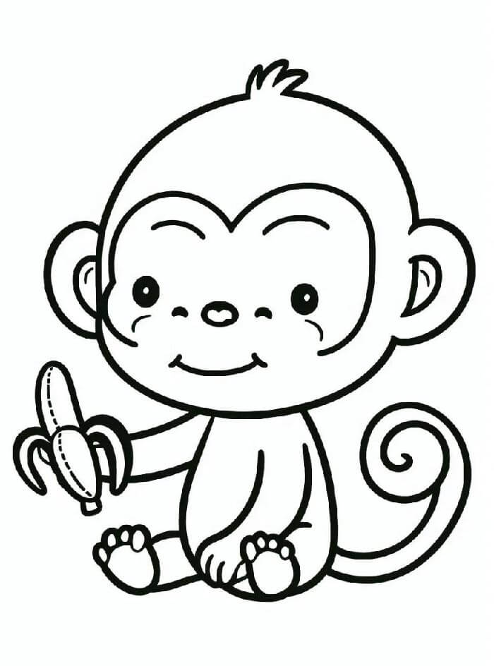 Scimmia con banana da colorare