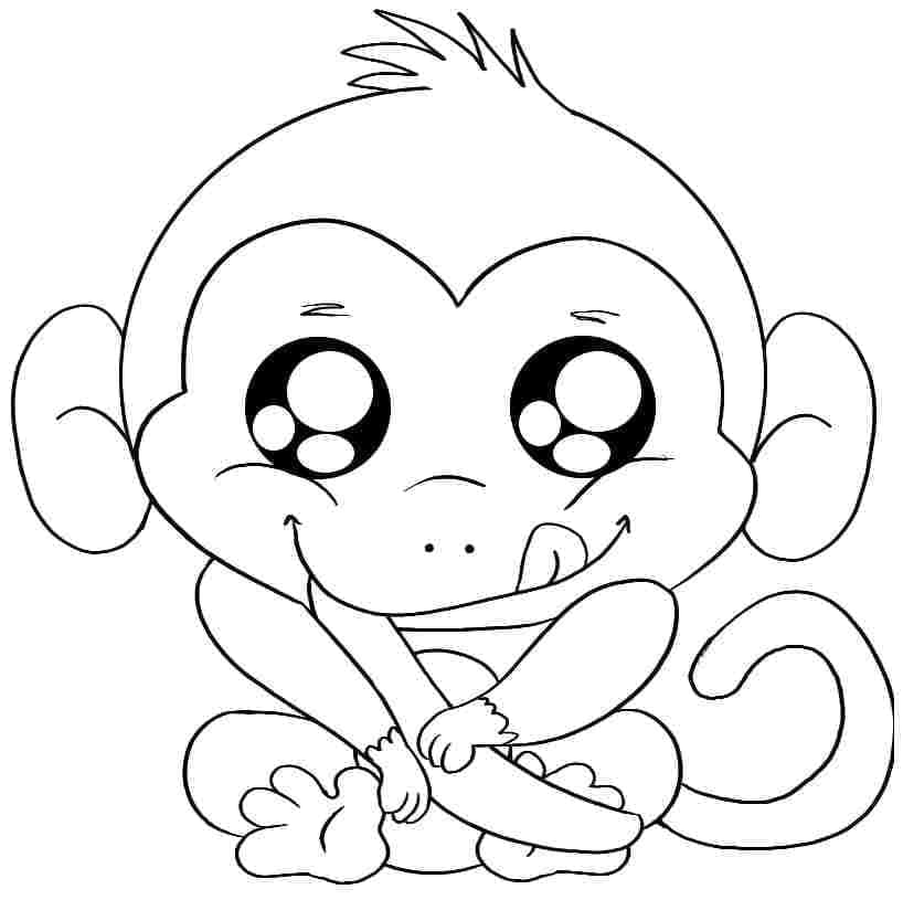 Scimmiottino Kawaii da colorare