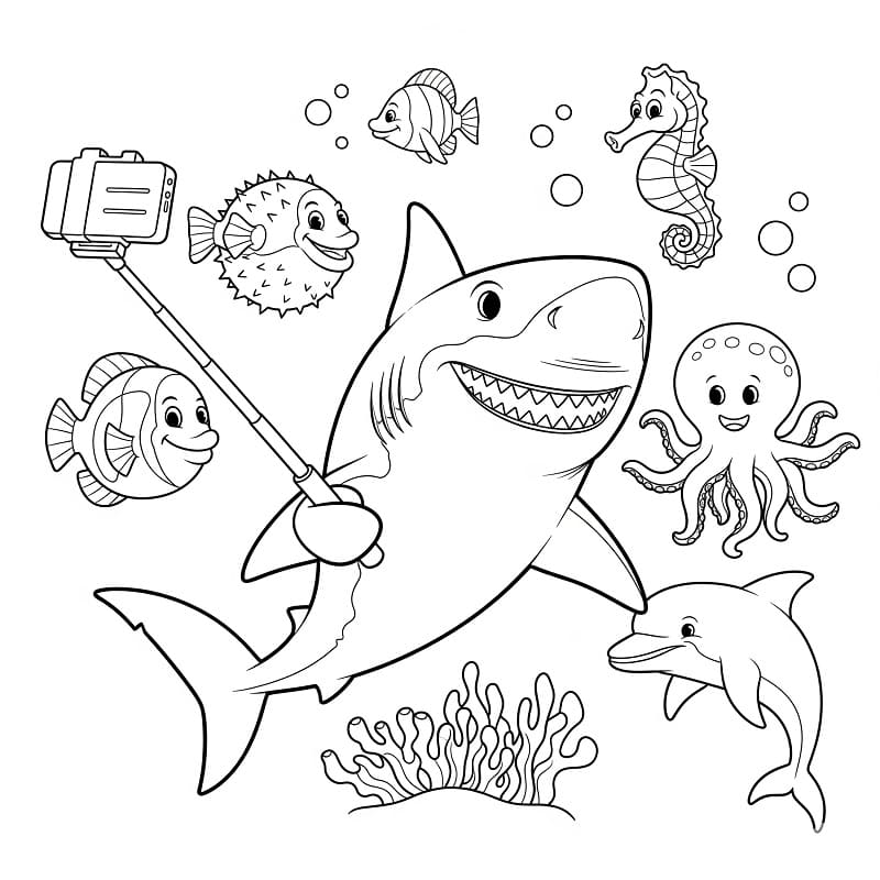 Squalo Animato da colorare
