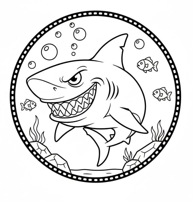 Squalo Stampabile per Bambini da colorare