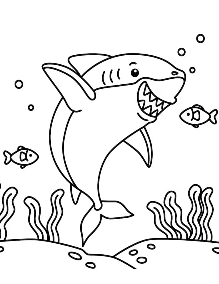 Squalo amichevole da colorare