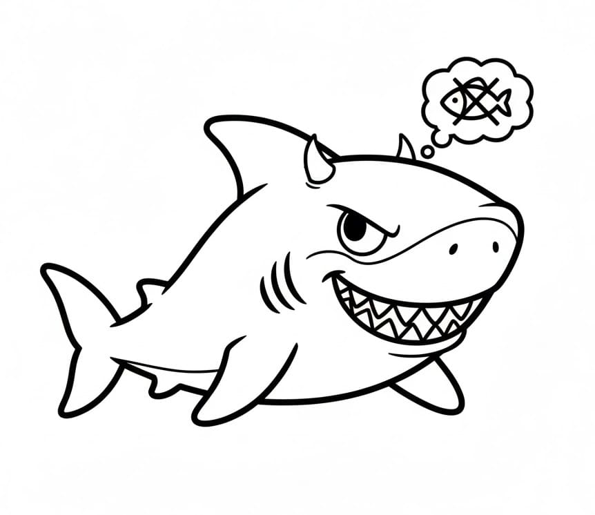 Squalo arrabbiato da colorare