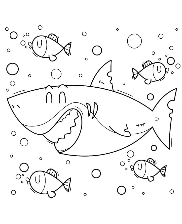 Squalo per Bimbi di 3 Anni da colorare