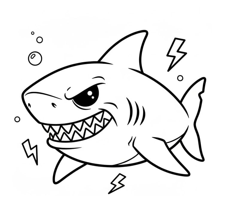 Squalo per Bimbi di 4 Anni da colorare