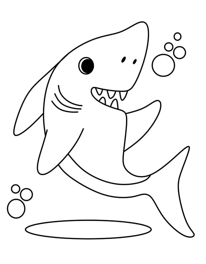 Squalo per Bimbi di 5 Anni da colorare