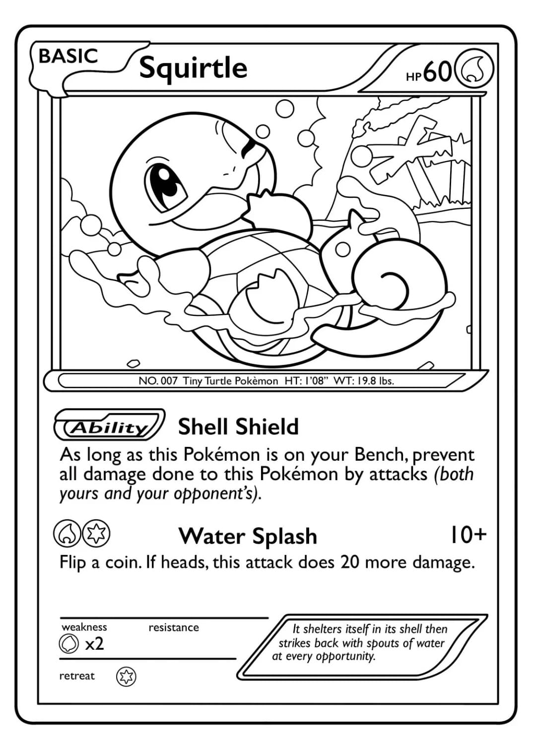 Squirtle Carte Pokemon da colorare