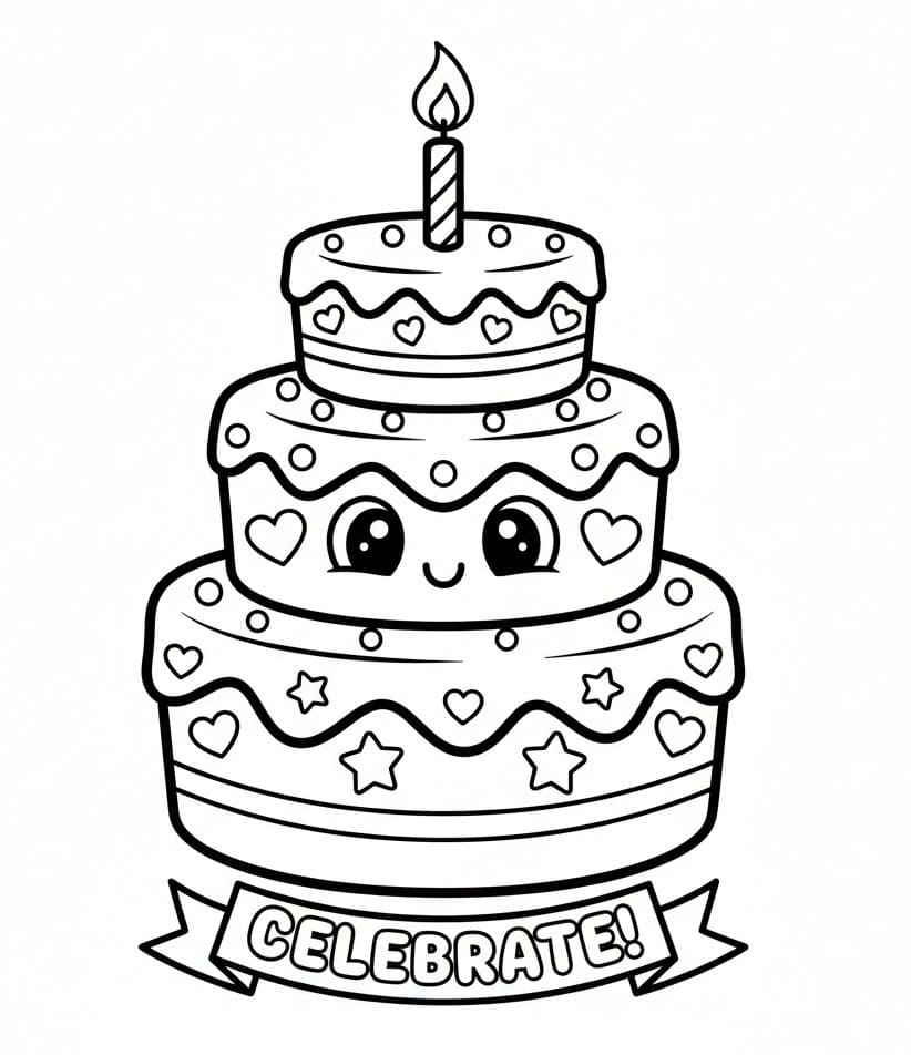 Torta Stampabile Gratis da colorare