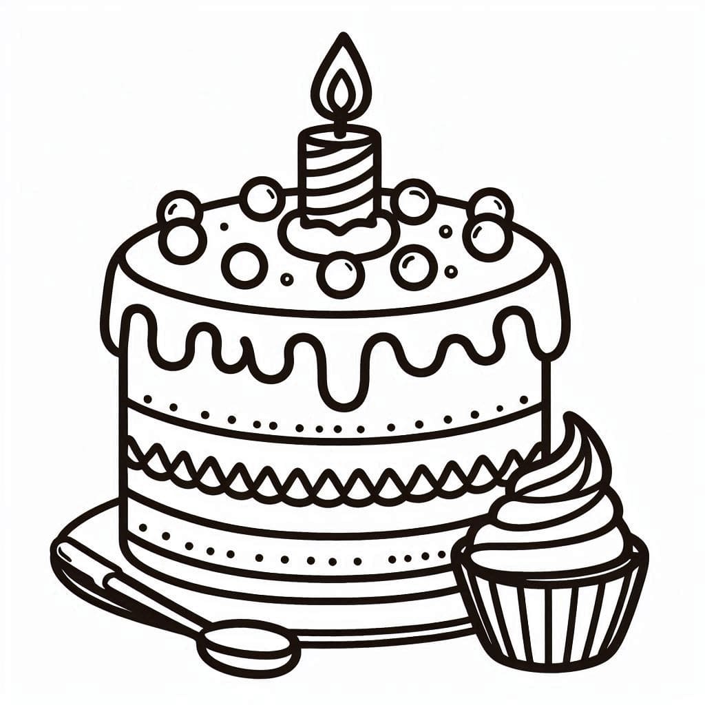 Torta per Bimbi di 5 Anni da colorare