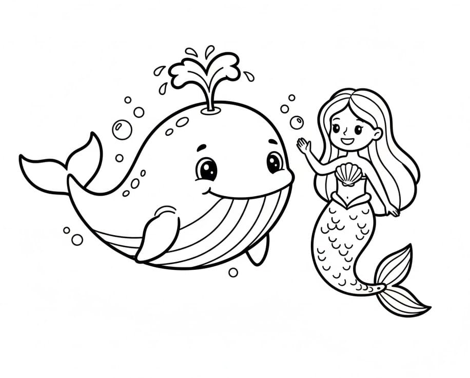 Una Balena Semplice da colorare