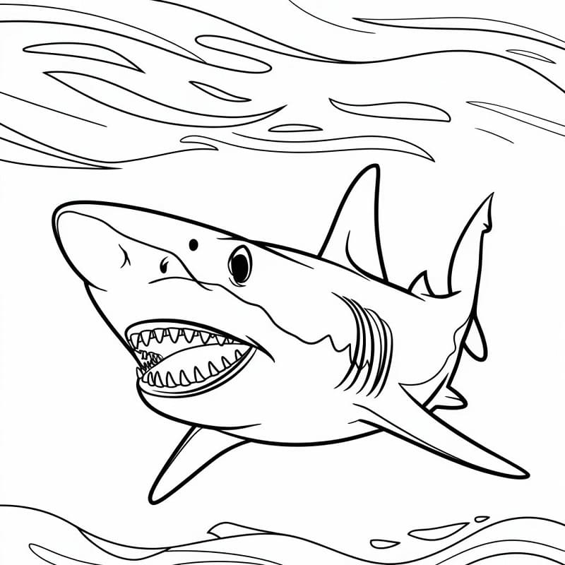 Uno squalo che nuota da colorare