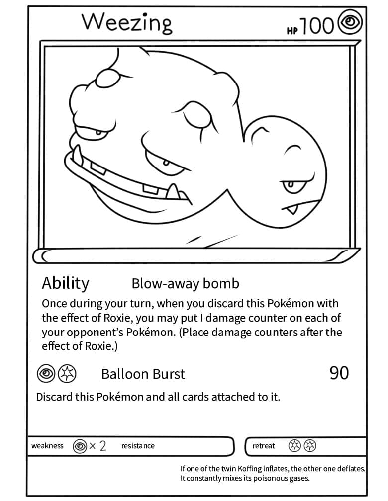 Weezing Carte Pokemon da colorare