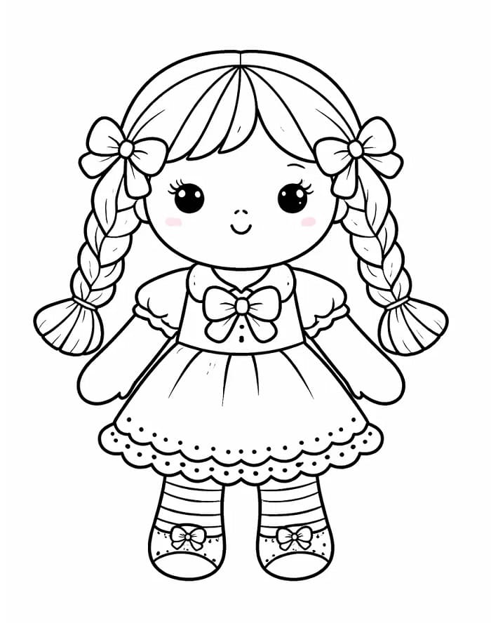 Bambola Semplice da colorare