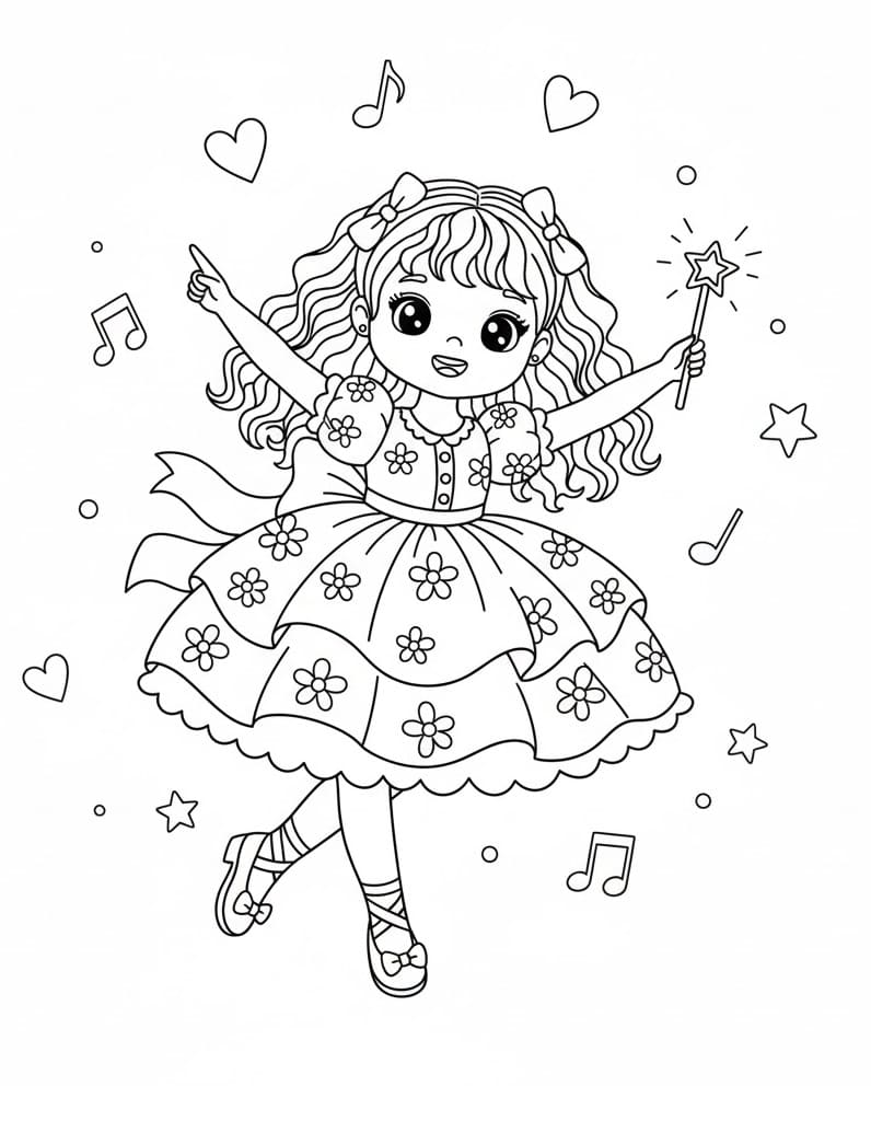 Bambola Sorridente da colorare