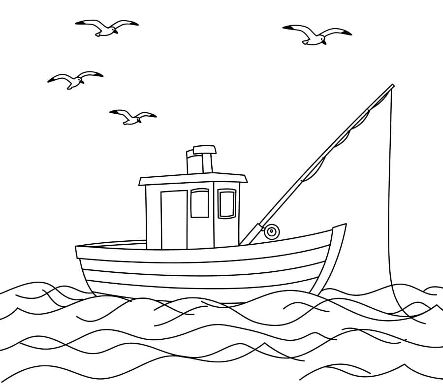 Barca Facile da colorare