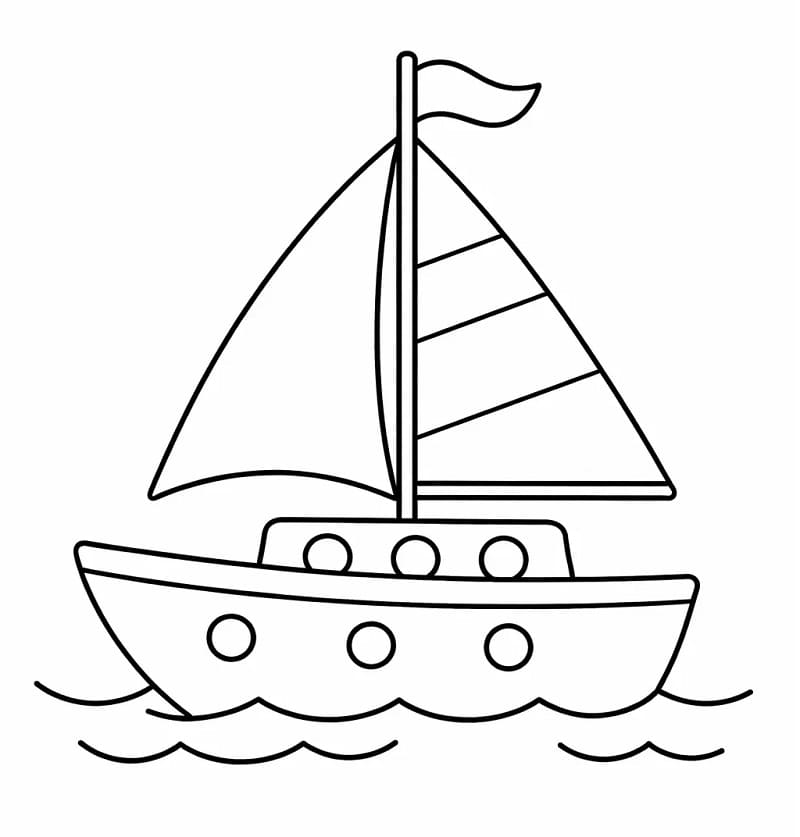 Barca in Mare da colorare