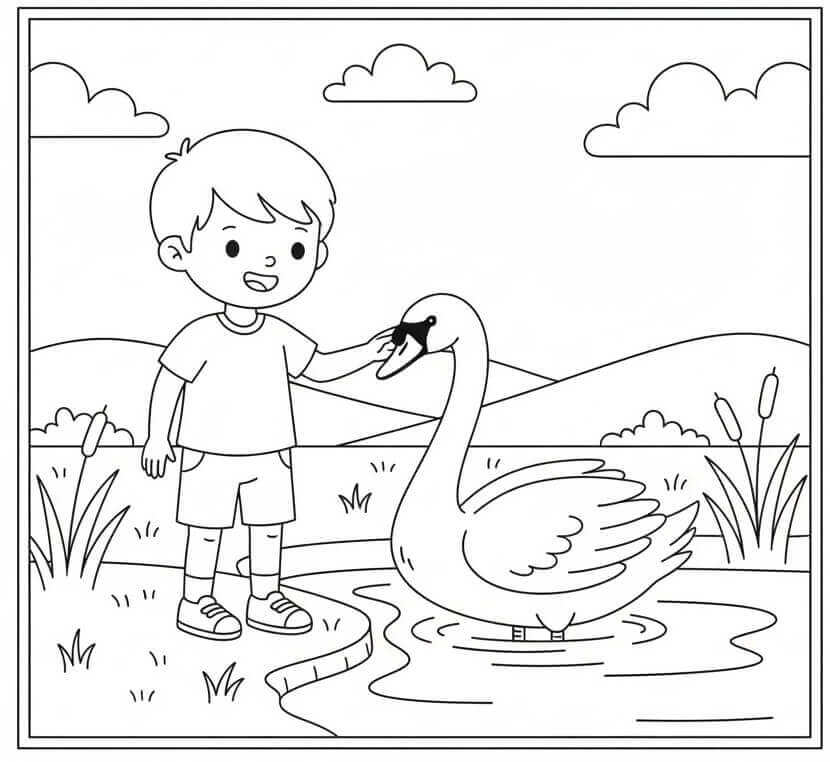 Cigno Regalo da colorare