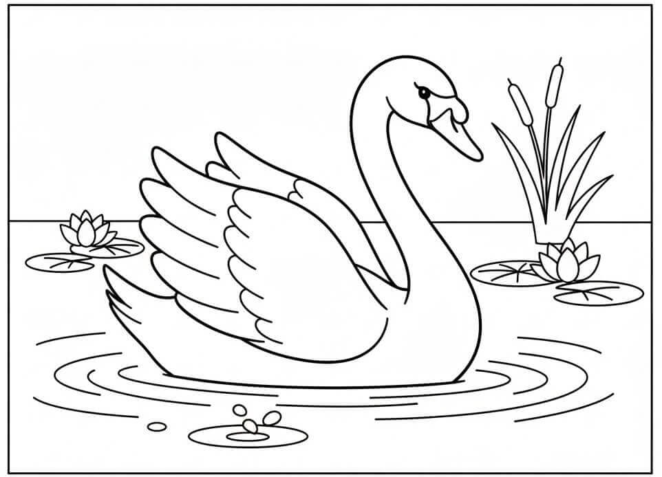 Cigno Stampabile per Bambini da colorare