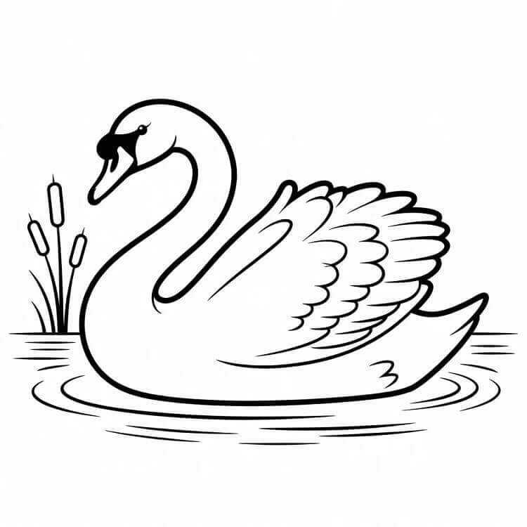 Cigno per Bimbi di 1 Anno da colorare