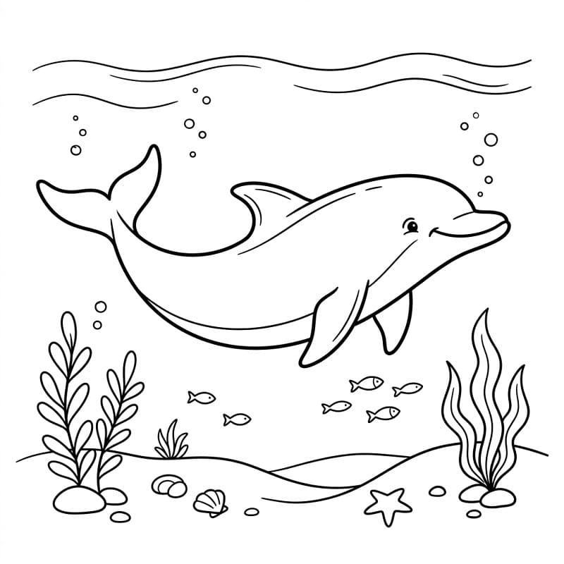Delfino Facile da colorare