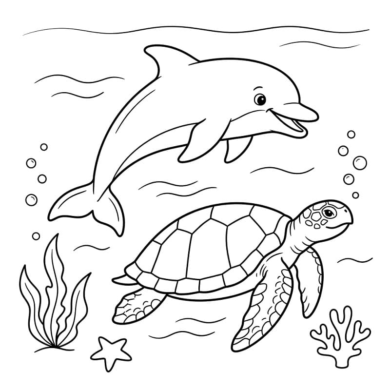 Delfino Felice da colorare