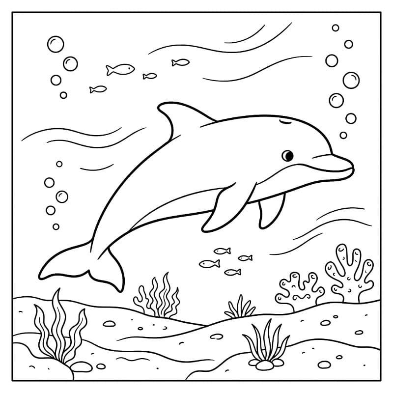 Delfino Semplice da colorare