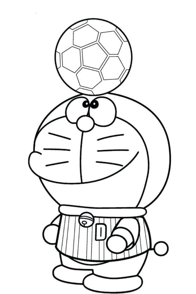 Doraemon Gioca a Calcio da colorare