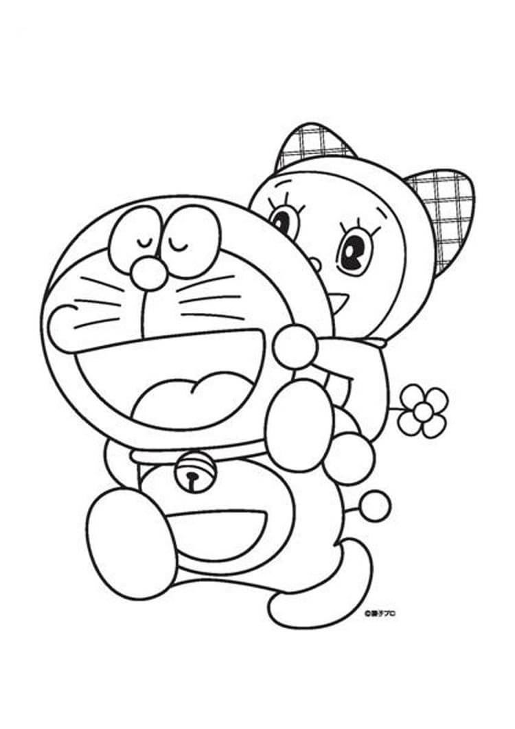 Doraemon con Dorami da colorare