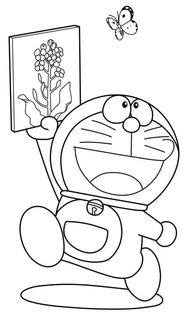 Doraemon e Farfalla da colorare