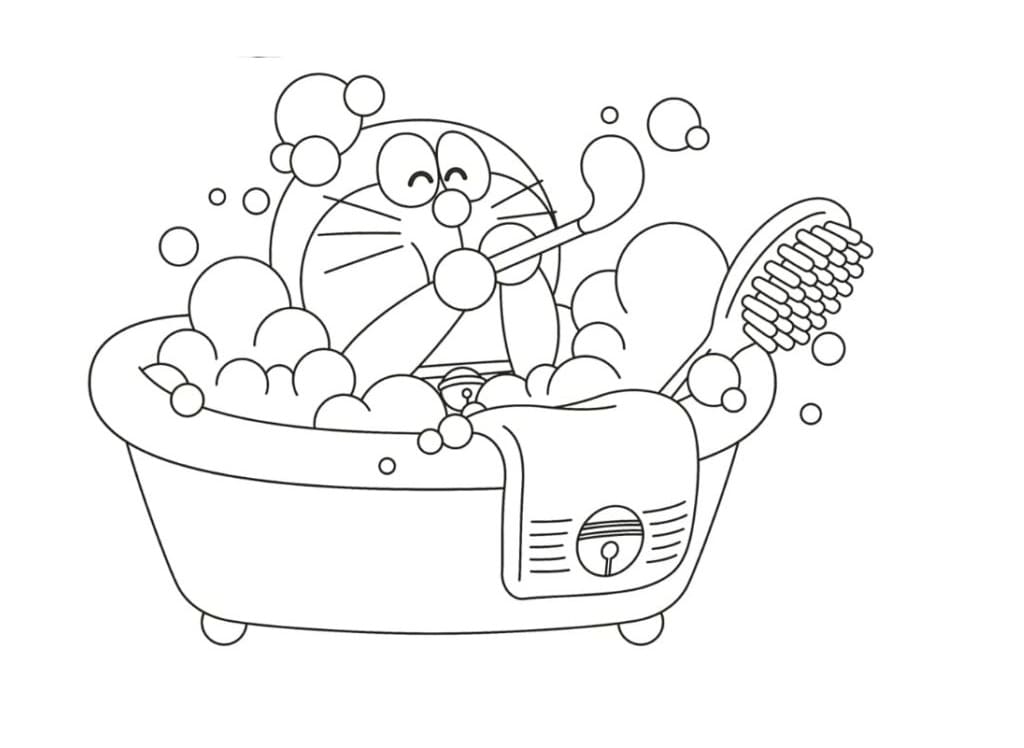 Doraemon in Bagno da colorare