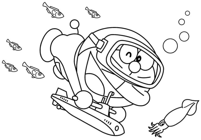 Doraemon in Immersione da colorare