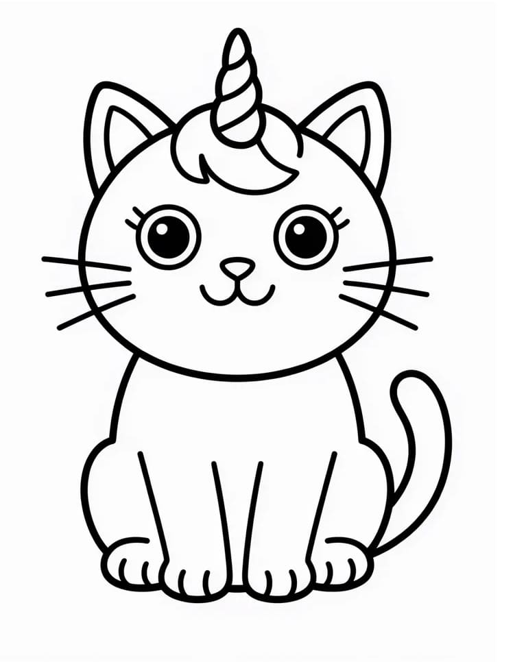 Gatto Unicorno Adorabile da colorare