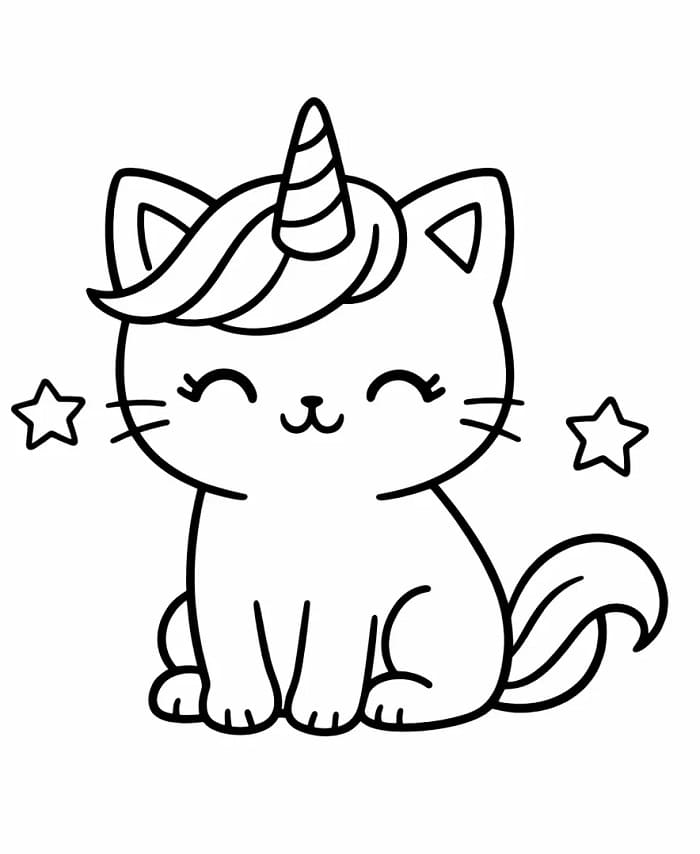 Gatto Unicorno Elegante da colorare