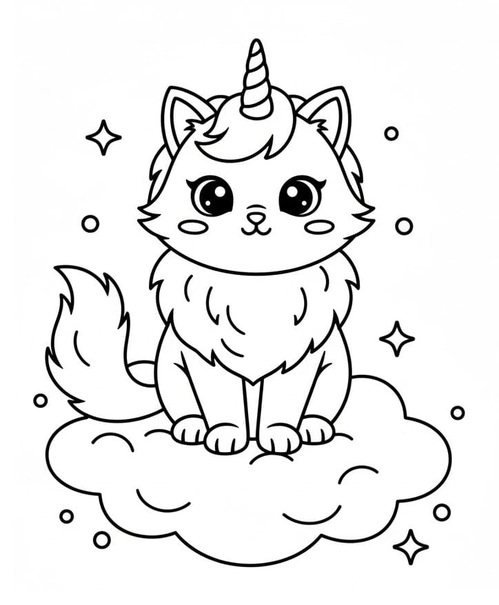 Gatto Unicorno da colorare