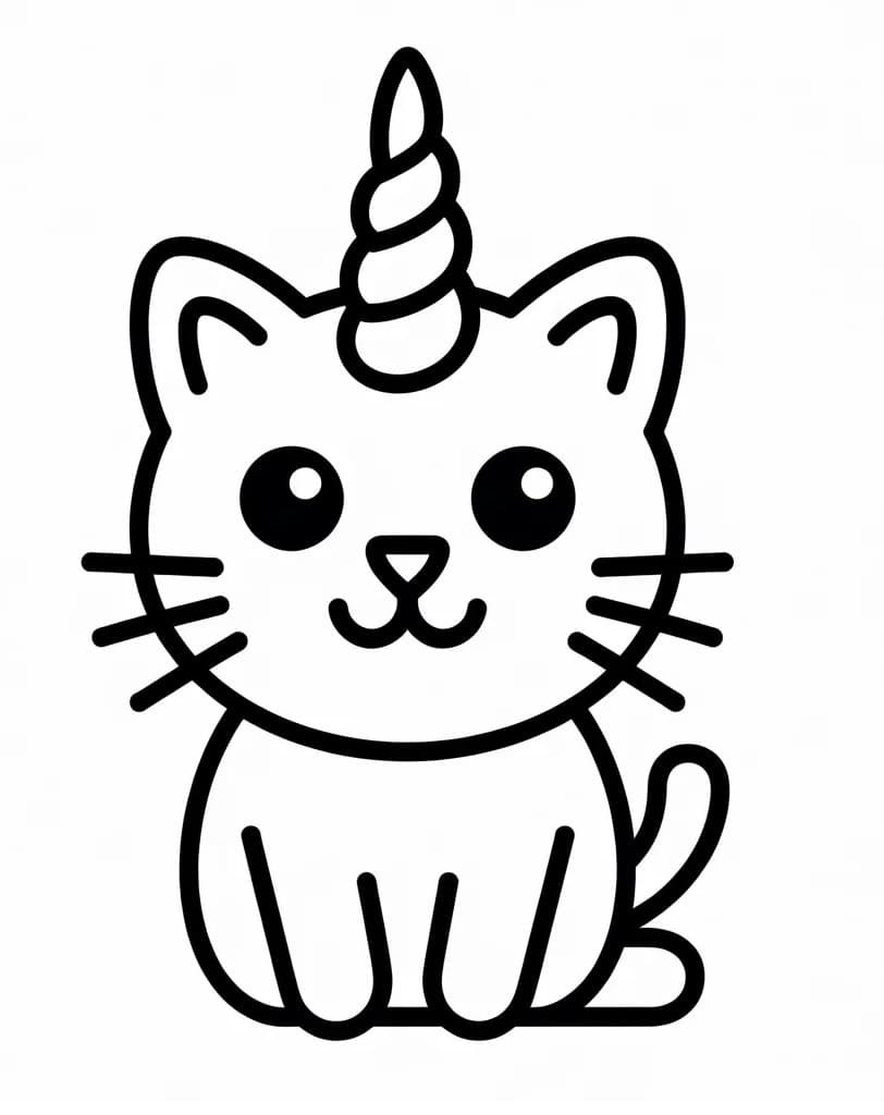 Gatto Unicorno Tenerissimo da colorare