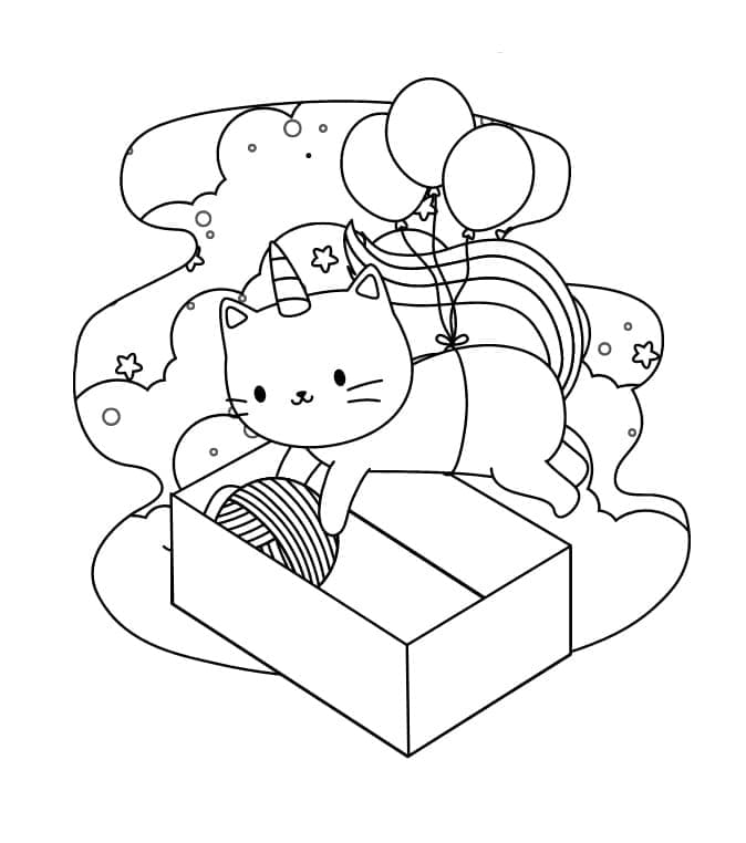 Gatto Unicorno da Stampare da colorare