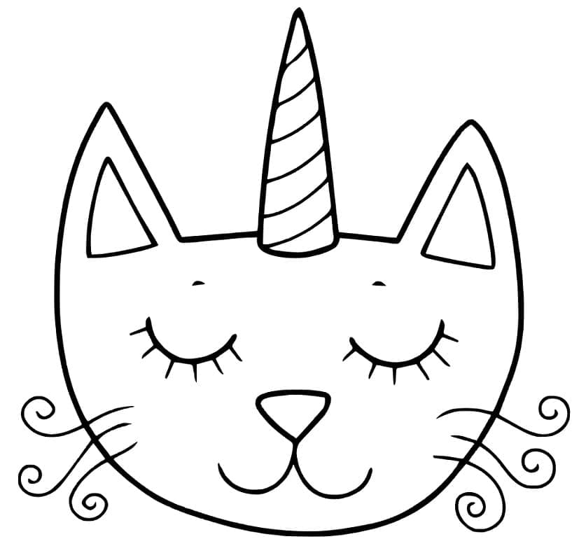 Gatto Unicorno per Bimbi di 1 Anno da colorare