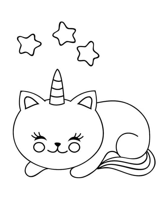 Gatto Unicorno per Bimbi di 4 Anni da colorare
