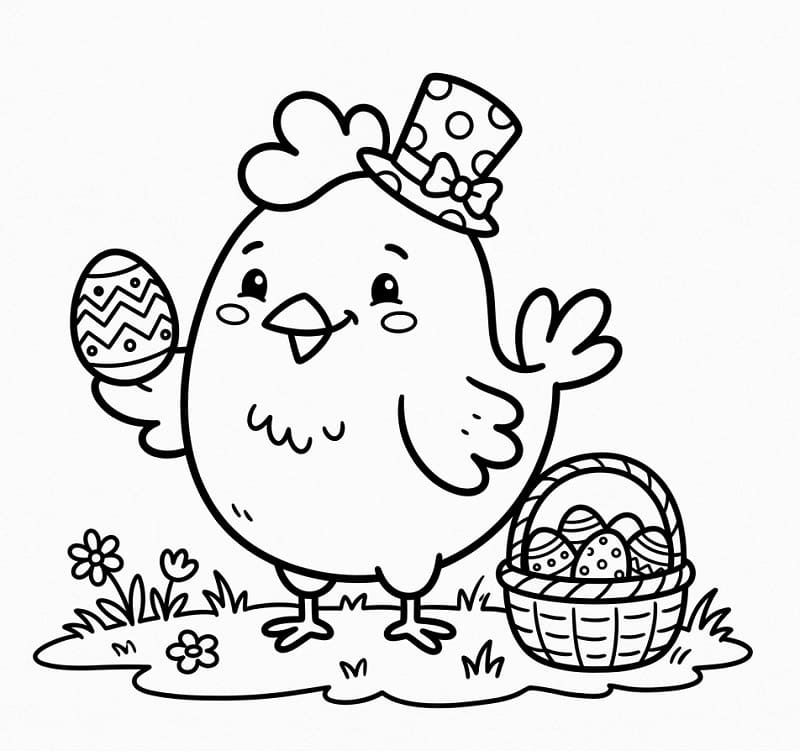 Piccolo Pulcino di Pasqua Carino da colorare