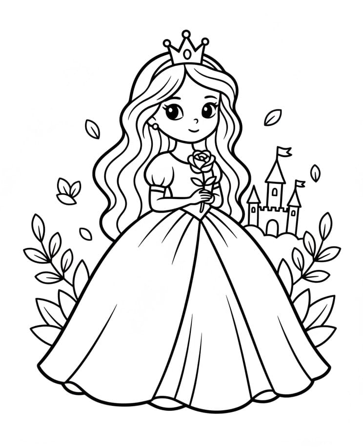 Principessa Stampabile Gratis da colorare