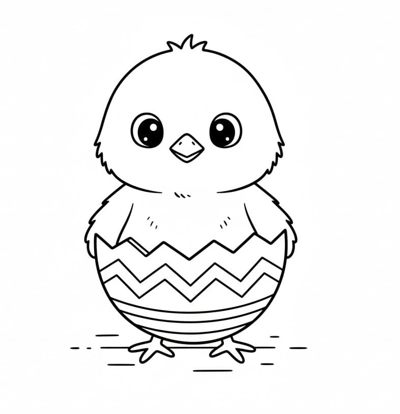 Pulcino di Pasqua Facile da colorare
