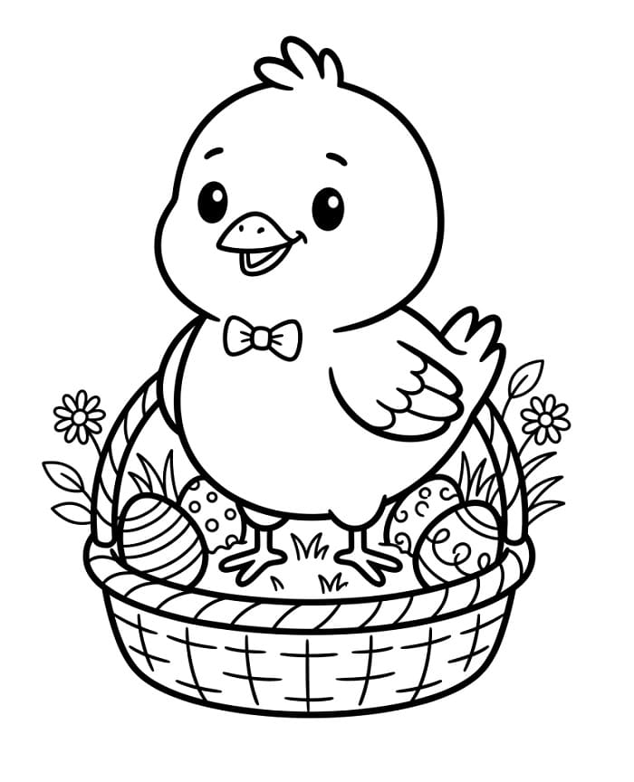 Pulcino di Pasqua Felice da colorare