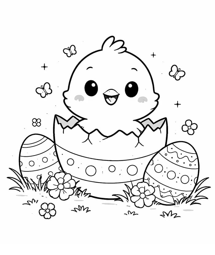 Pulcino di Pasqua Grazioso da colorare