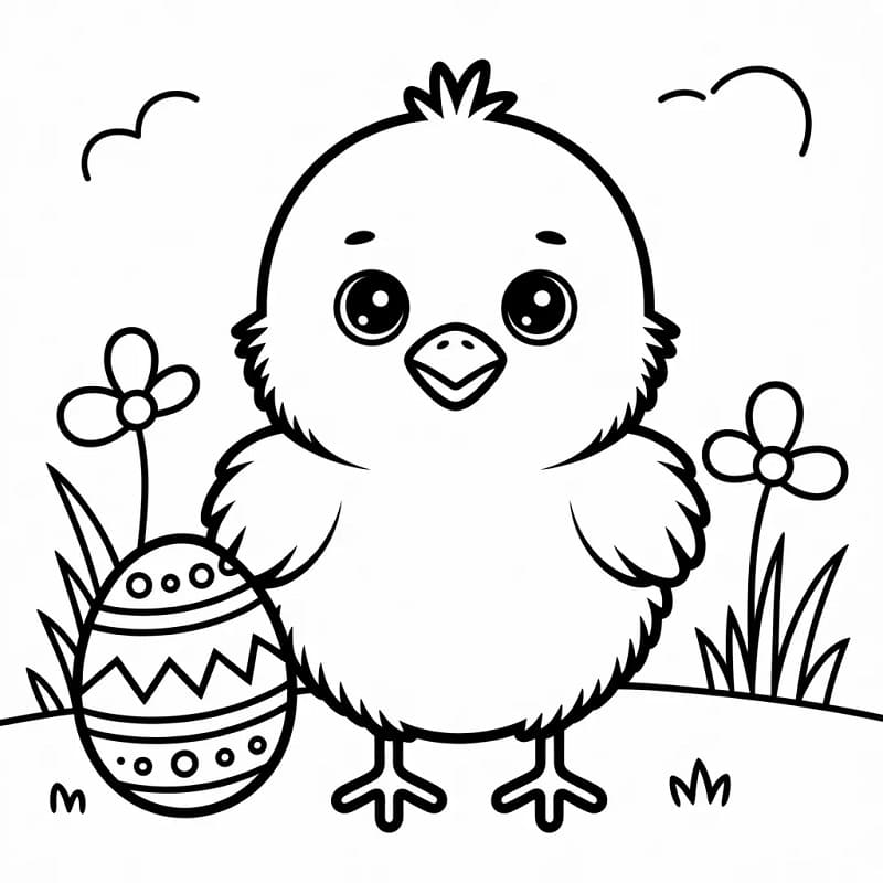 Pulcino di Pasqua Semplice da colorare